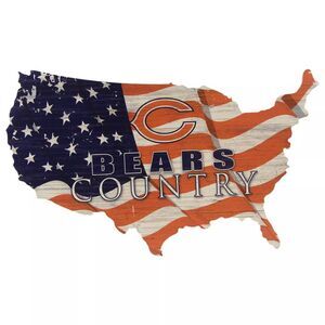 NFL Chicago Bears Sign USA Country Flag Team Sign Wood Plaque 18 in x 11 in